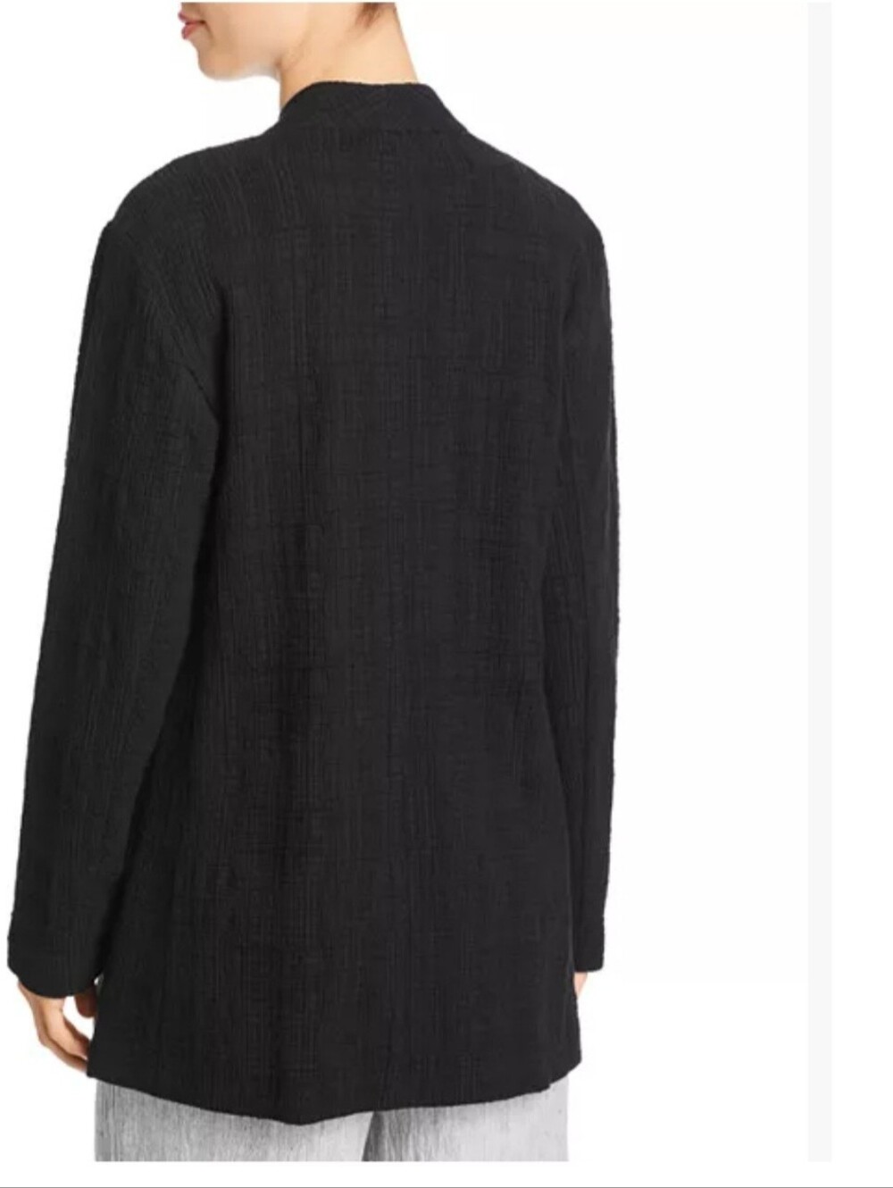 NWOT Eileen Fisher Black 100% Wool Lightweight Cardigan Sweater Medium - Picture 2 of 7